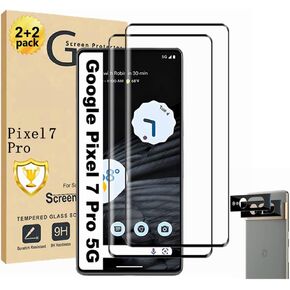 2 Pack for Google Pixel 7 Pro Screen Protector, Tempered Glass Screen Protector【2+2 Pack】 Camera Lens Protector, 9H Hardness Tempered Glass Screen Protector for Google Pixel 7 Pro