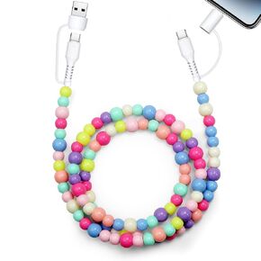 Aolcev USB C Cable 4 in 1 Multi Fast Charging Cable MFi Certified 3.3FT 66W Chubby USB A Type C iOS Cable Beaded for iPhone Charger Cord Compatible with iPhone 16 15 14 13 12 11 Pro Max/iPad/Samsung
