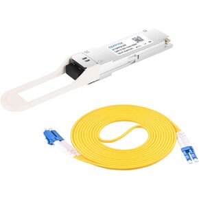 100GBASE-ZR4 QSFP28 Module, 80km 1310nm Optical Transceiver Compatible Cisco QSFP-100G-ZR4-S and LC UPC to LC UPC Duplex OS2 2.0mm PVC Fiber Optic Patch Cable 3m
