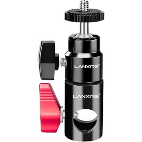 Mini Ball Head Light Stand Mount Adapter with 1/4" Screw for Camera, Monitor & Ring Light, Quickly Converts for Flat Head Stands, Boom Arms, and C Stands
