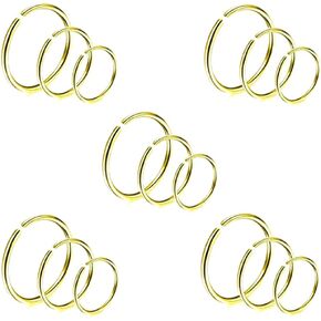15pc 20g Surgical Steel Multi Color 6mm/8mm/10mm Nose Jump Ring Universal Hoop Ear Lip Nose Piercing Jewelry Set