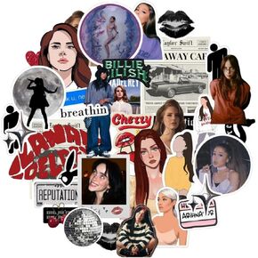 Pack of 76 Pcs Mix Singer Rapper, Female Pop Singer Ablum Stickers for Teen Girl, Music Waterproof Vinyl Aesthetic Self-Adhesive Stickers for Waterbottle, Notebooks, Laptops, Guitar