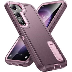 BaHaHoues for Samsung Galaxy S23 Case, Samsung S23 Phone Case with Built in Kickstand, Shockproof/Dustproof/Drop Proof Military Grade Protective Cover for Galaxy S23 5G (Night Purple/Baby Pink)