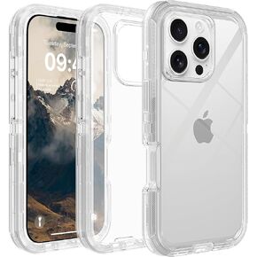 for iPhone 16 Pro Max Case Clear, Anti-Yellowing, Shockproof Protective Transparent Case, Triple-Layer Heavy Duty Protection Phone Case Cover for Apple 16 Pro Max 6.9", Crystal Clear