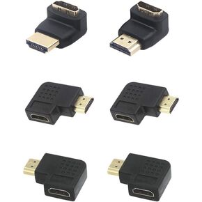 VCE 4-Pack HDMI 90 و 270 درجة من الذكور إلى حزمة محول مسطحة رأسية مع 2 حزمة HDMI 90 و 270 درجة الزاوية اليمنى إلى محول الإناث 3D و 4K مدعوم