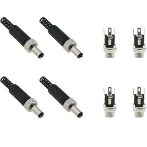 4 Sets 5.5x2.1mm DC Power Plug Jack Female Panel Mount Connector Kit Suitable for Media Player Audio Video Equipment Car Audio