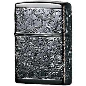 Zippo Arabesque 2TIBK-4KARA Lighter, Serial Number, Black Titanium, Etched, 4 Sides Continuous Processing, ZP-2TIBK-4KARA