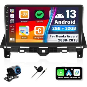 UNITOPSCI 2G+32G Android 13 Car Radio for Honda Accord 8th 2008-2013 Wireless CarPlay Android Auto, 10.1 Inch 1080P Touchscreen Bluetooth Car Stereo, GPS/WiFi/FM/RDS/26 UI, AHD Backup Camera/SWC/MIC