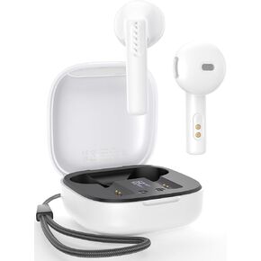 Wireless Earbuds Bluetooth V5.3 Headphones 50H Playback Deep Bass Stereo Ear Buds with LED Power Display Charging Case IPX7 Waterproof Earphones with Mic Headset for Android/iOS Phones