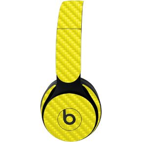MightySkins Carbon Fiber Skin for Beats Solo Pro Wireless Headphones - Solid Yellow | Protective, Durable Textured Carbon Fiber Finish | Easy to Apply, Remove, and Change Styles | Made in The USA