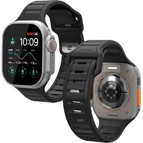 Keybudz Journey Series for Apple Watch Strap - FKM Rugged Band with Aluminum Buckle (Carbon Black) Compatible with Apple Watch Ultra 1/2, Series 10 46mm, 9/8/7 45mm, SE2/SE/6/5/4 44mm, 3/2/1 42mm