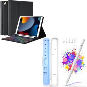 FUWANG Compatible with iPad 9th Generation Keyboard Case 10.2"(2021)/8th Gen/7th Gen Bundle with Stylus Pen for iPad 9th&10th Generation