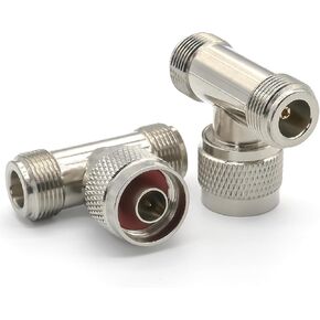 2PCS N Type Tee Splitter Antenna Adapter, Type N 3 Way Coax Connector, N Male to Dual Female T Shape Low Loss Coaxial Adapter for Extension Coaxial Cable, CCTV, Radios