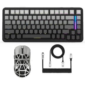 ZIYOU LANG Attack Shark M86 Wireless Mechanical Gaming Keyboard and R2 Wireless Gaming Mouse Combo Set (Grey)