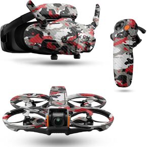 Carbon Fiber Drone Skin Compatible with DJI Avata 2 Bundle (2024) - Red Camo - Premium 3M Vinyl Protective Wrap Decal Cover - Easy to Apply | Crafted in The USA by MightySkins
