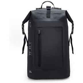 Water Bear Tactical Waterproof Backpack: 35L Rugged Roll-Top Closure(no reflective strip). (Black, 35L)