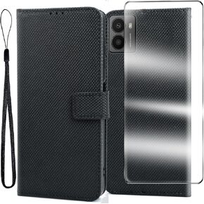 for HMD Fusion Case,with Screen Protector,PU Card Slots Shockproof Protective Flip Cover phone Wallet Case for HMD Fusion, Black