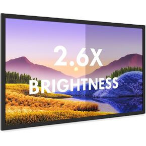 Fixed Frame Projector Screen by SilverMagic - 2.6X Gain and 30% ALR - Indoor Wall-Mounted White Screen for Home Theater/Living Room/Patio/Office/Classroom - 120 inch 16:9