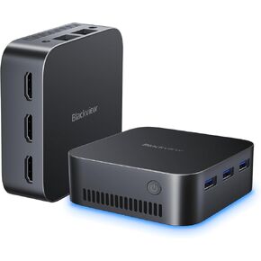 Blackview MP80 Mini PC Intel 12th N95(up to 3.4GHz), 16GB LPDDR5 512GB M.2 SSD Mini Desktop Computers, Support Dual LAN, 3 HDMI, 2.4/5G WiFi, 4K UHD