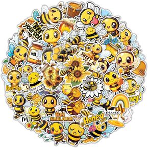 64pcs Bee Sticker, Honeybee Stickers, Bumblebee Waterproof Decals for Water Bottles Laptop Luggage Computer Scrapbooking Teens Adults Girls Kids Funny Party Birthday Decorations