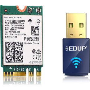 Intel AX210NGW WiFi 6E Wireless Card for Laptop + USB Bluetooth WiFi Adapter