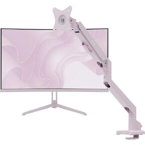 Pixio PXC248WAVE Pink 24 inch 200Hz Refresh Rate FHD 1080p Resolution 1500R Curve Fast VA Panel 1ms GTG Response Time HDR Curved Gaming Monitor and PS1S Wave Pink Single Monitor Arm - Fits up to 32 in
