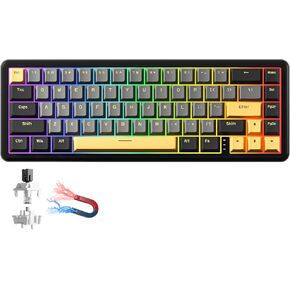 EWEADN Battle68 60% Gaming Keyboard Wired - Hall Effect Magnetic Switch Keyboard with Adjustable Actuation 0.04mm, 8K Polling Rate, PBT Keycaps, 16.8Million RGB, Web Driver, Arctic Magnetic Switch