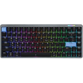 EPOMAKER Luma84 Low Profile Aluminum Mechanical Keyboard, QMK/VIA Programmable, Tri-Mode Wireless, Win/MAC/Linux Compatible, RGB Backlight (Black&Blue, Gateron Low-Profile Brown Switch)