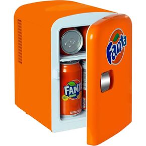 Coca-Cola Fanta FA04 4 Liter/4.2 Quarts 6 Can Portable Mini Cooler/Fridge for Food, Beverages, Orange