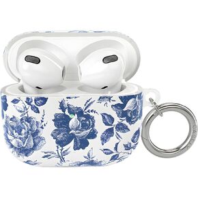 Casely Airpods 3 Case | ارتفع إلى الشهرة | الأزرق والأبيض زهور الوردة | متوافق مع AirPods 3