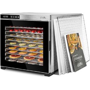 London Sunshine® 1000W Commercial Food Dehydrator | Double Wall Stainless Steel with Temp Viewing Window | 10 Stainless Trays | Professional Grade for Jerky, Herbs, Fruits
