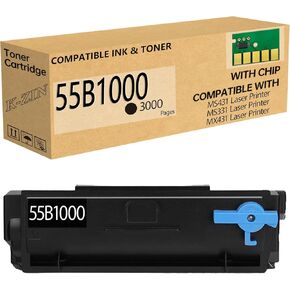 55B1000 Black Toner Cartridge(with Chip) Compatible with Lexmark 55B1000 55B1H00 Toner Cartridge for MS331dn MS431dn MS431dw MX331adn MX431adn MX431adw MX432adwe Laser Printer(Black,3000 Pages)