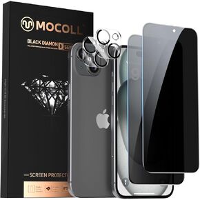 Mocoll 9h+ Glass [Grady Grade Shatterproof & Turnest Date] ، حزمة ل iPhone 15 Pro Max Screen Screen Protector 15 Pro Max Glass Prograte Protection