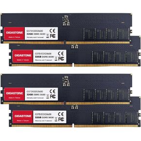 【DDR5 RAM】 GIGASTONE 128GB Kit (4x32GB) DDR5 5600MHz PC5-44800 CL 46-46-46-90 1.1V UDIMM 288 Pin Unbuffered Non ECC High Performance PC Desktop Memory Upgrade