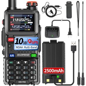 BAOFENG 5RM GPS 10W Ham Radio Long Range Handheld 5RH PRO GPS Two Way Radio, Rechargeable Walkie Talkies for Adults Longe Range NOAA Weather Receiver Copy Frequency Multi-Band with Type C Charging