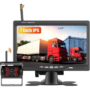 CAMECHO 7 Inch Wireless Backup Camera for Truck, HD 1080P Rear View Camera Monitor, Night Vision 18-LED Reverse Camera, BSD, Back Up Camera System for Car, Pickup, Trailer, RV, Camper, SUVs