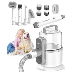 Dog Grooming Vacuum, 6 in 1 Pet Vacuum Kit with Large Capacity and 3 Suction Mode, Dog Hair Vacuum for Shedding Grooming (Off-White)