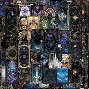 100 Goth Mystery Tour Stickers，Fantasy Graffiti Galaxy Astronomical Artistic，Celestial Sticker Set Laptop Retro Galaxy Moon for DIY Scrapbook Journal Laptops,Water Bottle，Journals Kindle Case