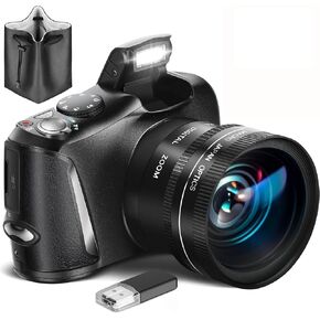Digital Camera 4K 48MP Vlogging Camera, Perfect Camera for Photography with 32GB SD Card, 52mm Wide Angle & Macro Lens，16x Digital Zoom, an Ideal Compact Camera for Beginners…