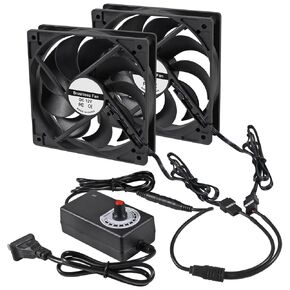 2PCS 120mm Case Fan PWM PC 12V 4Pin PWM with DC 3-12V Speed Controller 2A 24W with Fan Splitter Cable DC Female to 2 x 3/4 Pin for PC Cases, CPU Coolers, Radiators