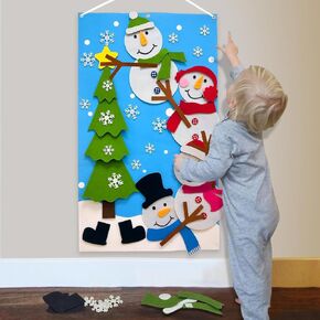 OurWarm DIY Felt Christmas Tree for Kids, 3.5ft Felt Christmas Tree Set with 30pcs Glitter Ornaments and Gift Storage Bag for Kids Wall Hanging Xmas Gifts Christmas Decorations
