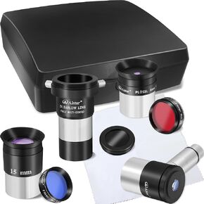 Alstar 8 Piece Telescope Accessory Kit - Bundle with - 12.5mm Illuminated Reticle Plossl Telescope Eyepiece