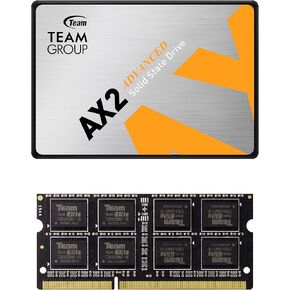 TEAMGROUP AX2 1TB 3D NAND TLC 2.5 Inch SATA III SSD Read 540MB/s T253A3001T0C101 Bundle with Elite SODIMM DDR3L 8GB kit 1600MHz CL11 Laptop Memory TED3L8G1600C11-S01