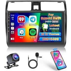 Car Radio Stereo for Suzuki Swift 2005 2006 2007 2008 2009 2010 Built in Carplay/Android Auto, 10.1 inch IPS Touch Screen Head Unit Radio with DSP BT GPS FM RDS WiFi 2G RAM 64G ROM