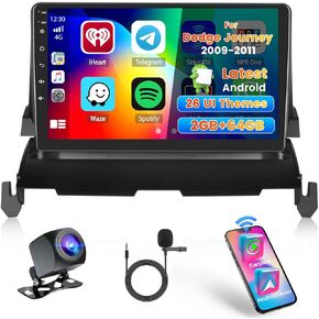 Car Radio Stereo for Dodge Journey 2009 2010 2011 Built in Carplay/Android Auto, 9 inch IPS Touch Screen Head Unit Radio with DSP BT GPS FM RDS WiFi 2G RAM 64G ROM