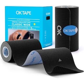 OK TAPE Extra Wide Kinesiology Tape, Precut K Tape Strips, Elastic Physical Therapy Athletic Tape for Pain Relief & Joint Support | Back, Shoulder, Knee (4" x 10" - 10Pcs) Beige
