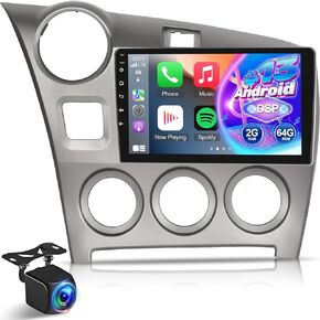 [2+64G] Android Car Stereo for Toyota Matrix 2009-2014, 9 inch HD Touchscreen Aftermarket Radio - Wireless Carplay & Android Auto, WiFi, DSP, Mirror Link, FM/RDS Radio, SWC + AHD Backup Camera