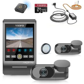 【Bundle: VIOFO A229 Pro 3CH + 256GB Card + Remote Control + HK4 Hardwire Kit with 8pcs Fuse Tap】 3 Channel 4K HDR Dash Cam, Dual STARVIS 2 Sensors, 4K+2K+1080P Front Inside and Rear Car Camera