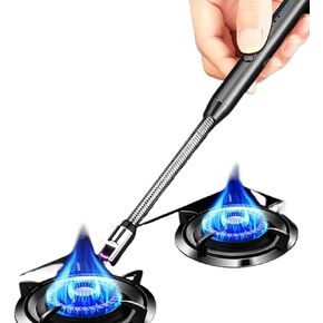 360°Rotatable Neck USB Electric Rechargeable Kitchen Lighter for Stovetop Windproof LED Plasma Arc Scented Flameless BBQ Grill &Camping Candle Indoor Outdoor Lighter