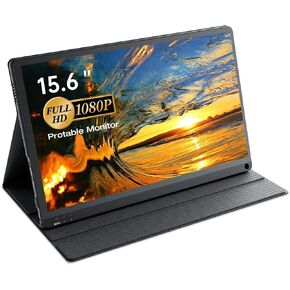 15.6inch Portable Monitor FHD1080P IPS LCD Gaming Monitor HDR Mode Built-in Dual Speakers USB-C/HDMI Mobile Scree, Ultra-Thin External Display for Laptop/PC/MAC/Smartphones